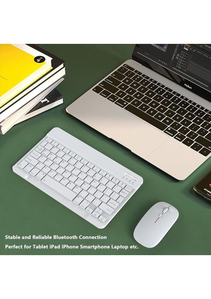 Blackview Tab 30 Wi-Fi Tablet 10.1" Uyumlu Kablosuz Bluetooth Şarjlı Klavye Şarjlı Mouse Seti - Beyaz