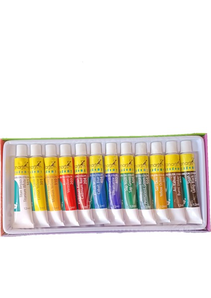 Yağlı Boya 12 Renk 12 ml Tüp Set Academy Seri Sanatsal Boya Güncel Paket (Yeni Tarihli Üretim)