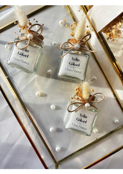 15 Adet Kavanoz Çiçekli Mum, Nişan-Söz-Kına-Nikah-Bebek-Organizasyon Hediyelik
