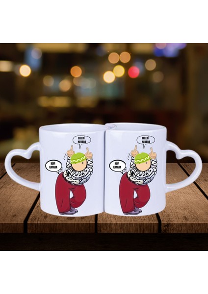 Kufi Kafada Birleşik Sevgili Bardağı
