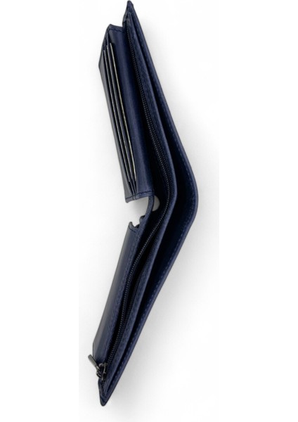 Hakiki Deri Lacivert Erkek Cüzdanı - Çoklu Kart ve Para Bölmesi indirimleri