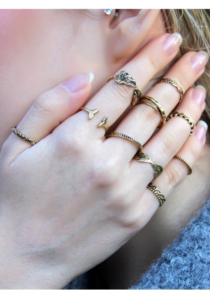 Antik Model 10'lu Ayarlanabilir Yüzük Seti EUY51