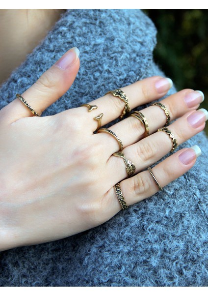 Antik Model 10'lu Ayarlanabilir Yüzük Seti EUY51 fiyatları