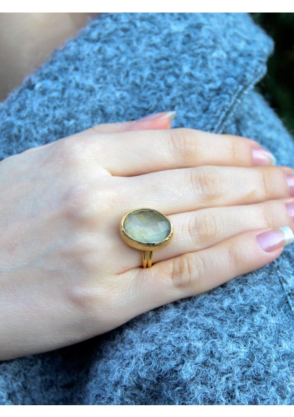 Doğal Taş Sitrin Doğal Taşlı Ayarlanabilir Altın Kaplama Kadın Yüzük EOUY3S fiyatları