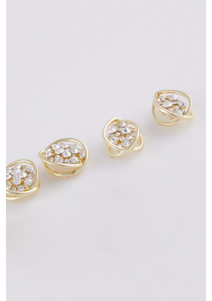 Kadın 2'li Taşlı Gold Küpe E1445AXNS