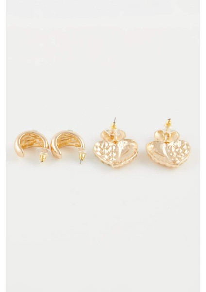 Kadın 2'li Taşlı Gold Küpe E1457AXNS