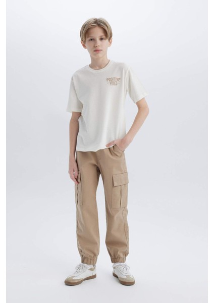 Erkek Çocuk Kargo Jogger Standart Paça Gabardin Pantolon Z1572A625SP