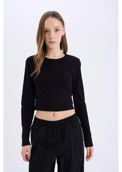 Coool Fitted Basic Düz Ribana Uzun Kollu Tişört E7797AX25SP modelleri