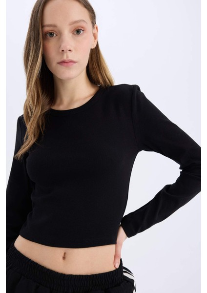 Coool Fitted Basic Düz Ribana Uzun Kollu Tişört E7797AX25SP fırsatları