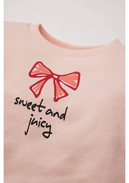 Kız Bebek Bisiklet Yaka Baskılı İçi Yumuşak Tüylü Sweatshirt E2944A525SP fiyatları