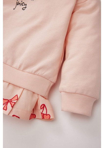 Kız Bebek Bisiklet Yaka Baskılı İçi Yumuşak Tüylü Sweatshirt E2944A525SP modelleri