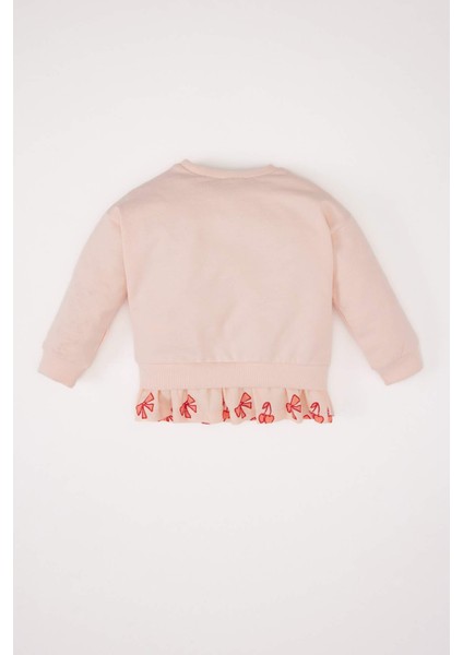 Kız Bebek Bisiklet Yaka Baskılı İçi Yumuşak Tüylü Sweatshirt E2944A525SP fırsatları