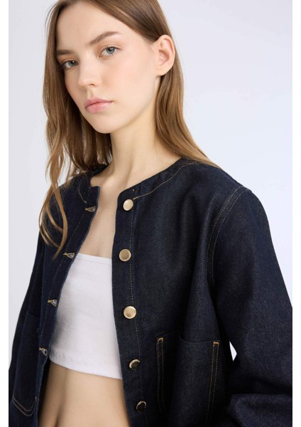 Crop Düğmeli Cepli Jean Ceket D5153AX25SP