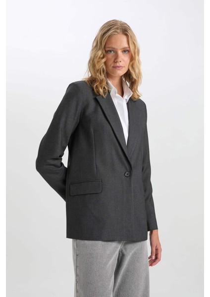 Oversize Geniş Kalıp Kruvaze Yaka Blazer Ceket A4173AX24AU