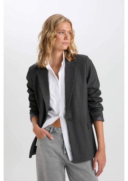 Oversize Geniş Kalıp Kruvaze Yaka Blazer Ceket A4173AX24AU modelleri