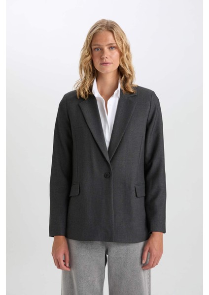 Oversize Geniş Kalıp Kruvaze Yaka Blazer Ceket A4173AX24AU fırsatları