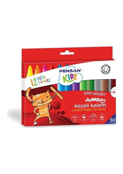 Kidz Jumbo Keçeli Boya Kalemi 12 Renk