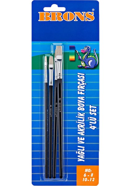 258 Serisi 4 Lü Yağlı Boya Fırçası Seti 6-8-10-12