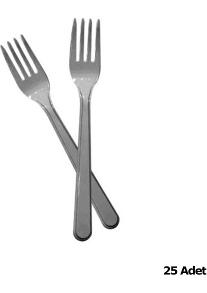 Plastik Gri Renkli Lü x Parti Doğum Günü Çatal - 18 cm . - 25 Adetlik Paket fiyatları