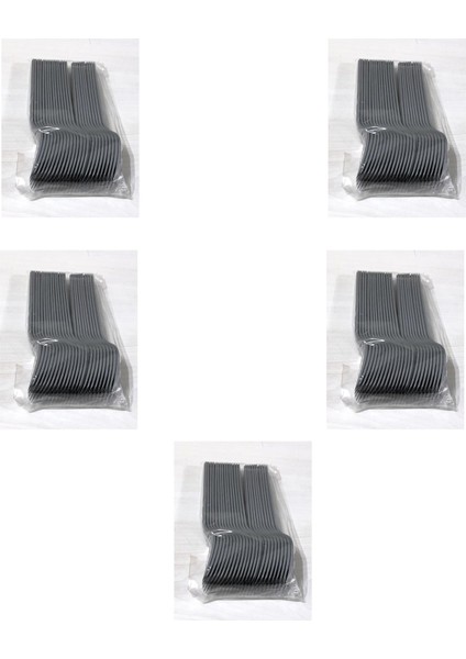 Plastik Gri Renkli Lü x Parti Doğum Günü Çatal - 18 cm . - 25 Adetlik 5 Paket