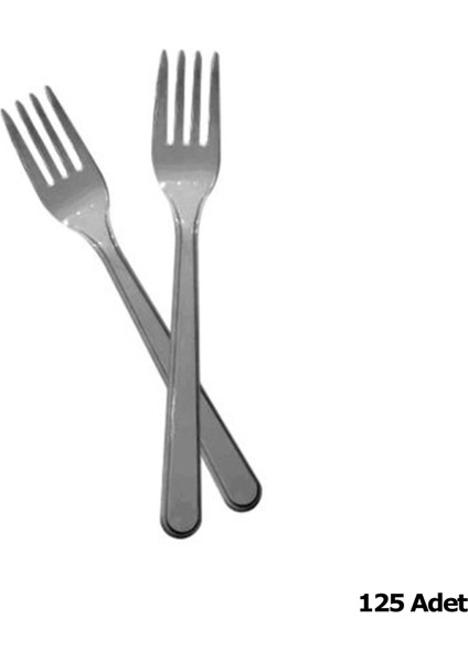 Plastik Gri Renkli Lü x Parti Doğum Günü Çatal - 18 cm . - 25 Adetlik 5 Paket modelleri