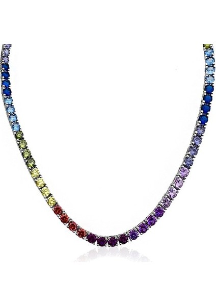 3mm Multicolor Gümüş Kolye MS2881, 40 cm 925 Ayar Kadın Gümüş Kolye