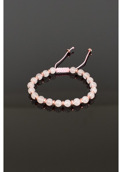 Pembe Kuvars - Hematit Doğal Taş Makrome Örme Bileklik Küre Kesim modelleri