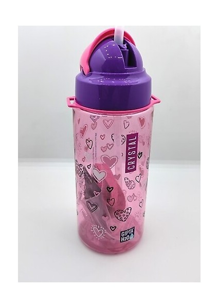 Crystal Tritan Desenli Pipetli Matara 500 cc Pembe