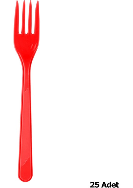 Plastik Kırmızı Renkli Lü x Parti Doğum Günü Çatal - 18 cm . - 25 Adetlik Paket fiyatları