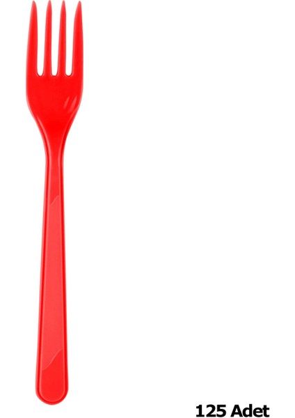 Plastik Kırmızı Renkli Lü x Parti Doğum Günü Çatal - 18 cm . - 25 Adetlik 5 Paket fiyatları