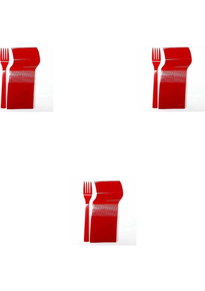 Plastik Kırmızı Renkli Lü x Parti Doğum Günü Çatal - 18 cm . - 25 Adetlik 3 Paket