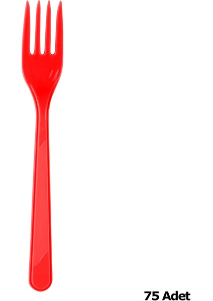 Plastik Kırmızı Renkli Lü x Parti Doğum Günü Çatal - 18 cm . - 25 Adetlik 3 Paket fiyatları