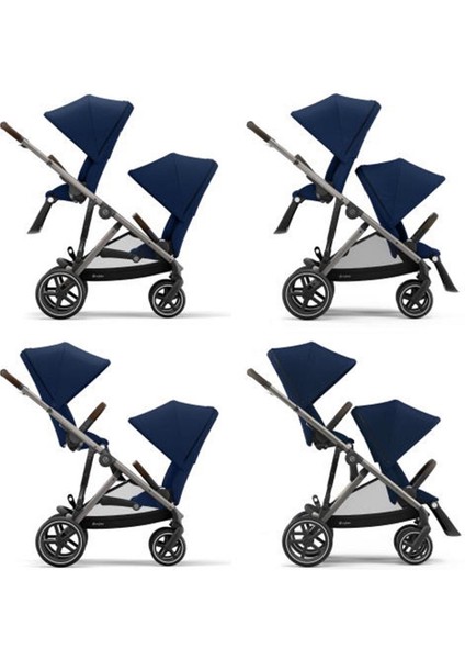 Gazelle S (Black Şasi) Ikiz Bebek Arabası (Navy Blue)