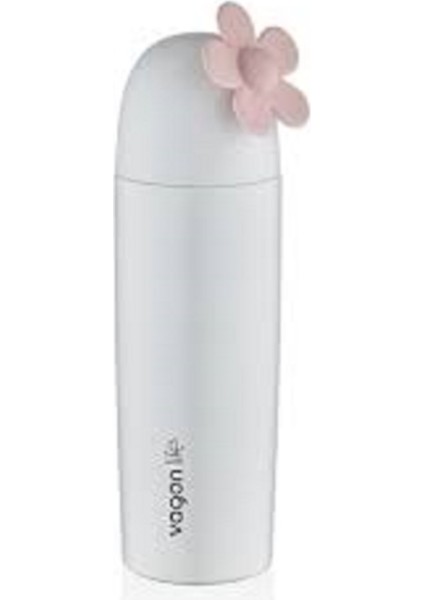 Vagon Beyaz Çiçek Detaylı Çelik Matara 360 ml