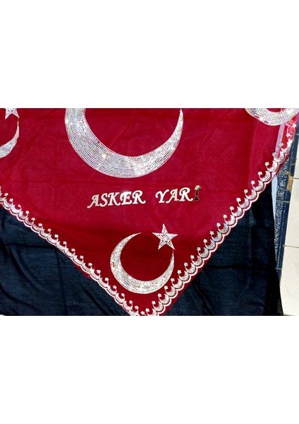 Kişiye Özel ASKER YARİ Yazılı Kına Örtüsü Tirşe eldivenli