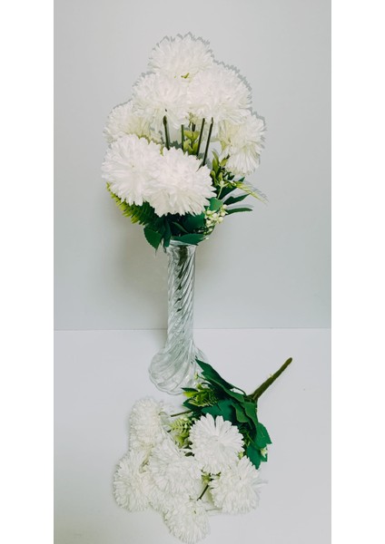 Şık Görünümüyle Yapay Kasımpatı Çiçeği 1 Demet Beyaz Renk 9 Dallı 33 cm