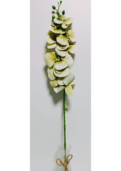 Yapay Dal Baskılı Islak Doku Orkide Çiçeği 88 cm Haki- Yeşil