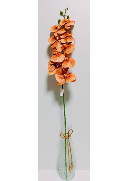 Yapay Dal Baskılı Islak Doku Orkide Çiçeği 88 cm Kiremit Rengi