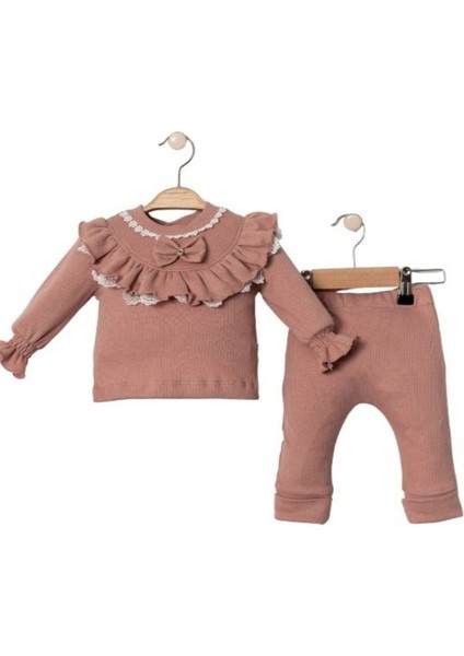 Kız Bebek Elbisesi Fırfırlı koyu pembe