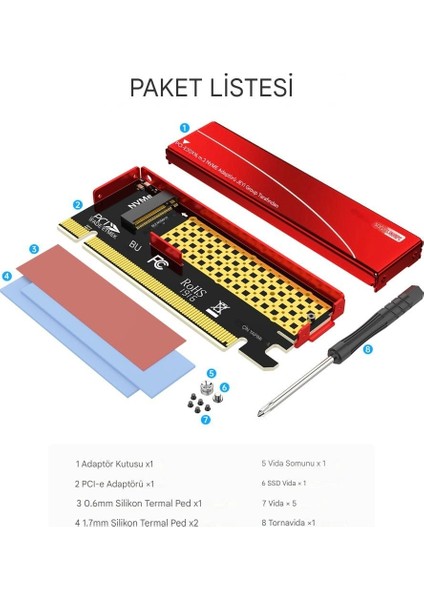 JEYI M.2 NVME'yi PCI-E 4.0 X16 Adaptörüne dönüştürücü, Alüminyum Isı Emicili Kasa ile PCI-E X16 Gen4 Genişletme Kartı