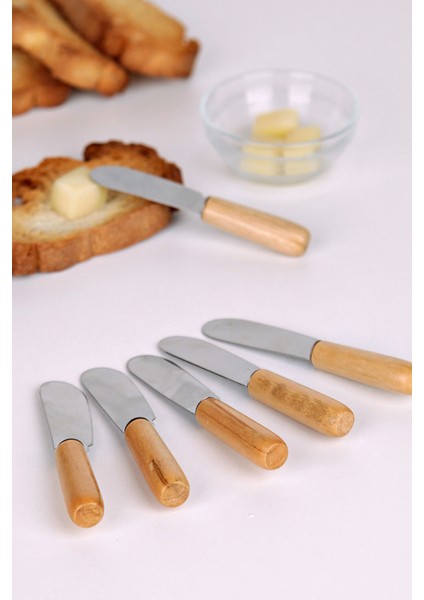 Herseyevinizde Tereyağı Bıçağı - Mini Spatula Ahşap Saplı 6 Adet