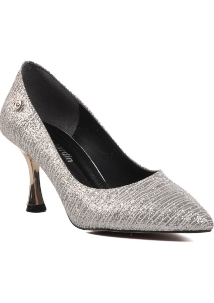 Gümüş Kadın Topuklu Ayakkabı