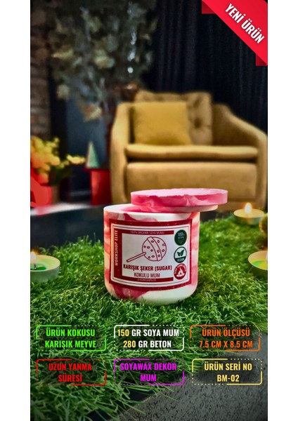 Aroma Terapi Uzun Kapaklı Model Karışık Meyve Kokulu 150 gr Soya Wax Mum