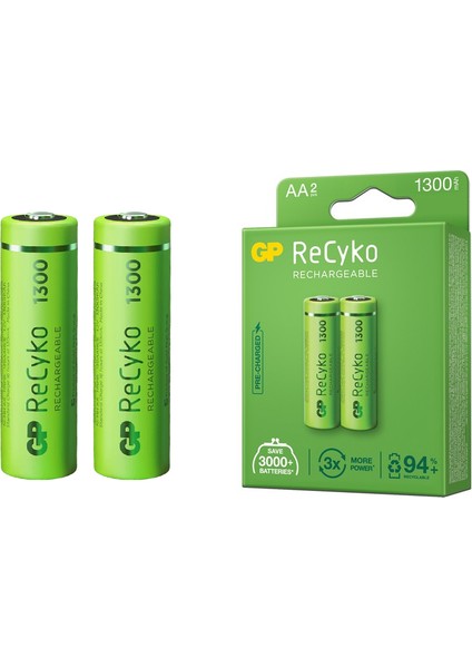 Gp Recyko 1300 Mah R6 Aa Şarjlı 2li Kalem Pil GP130AAHCE-2EB2 (GPRHC132E000) (K0)