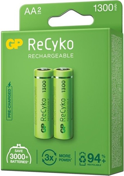 Gp Recyko 1300 Mah R6 Aa Şarjlı 2li Kalem Pil GP130AAHCE-2EB2 (GPRHC132E000) (K0)