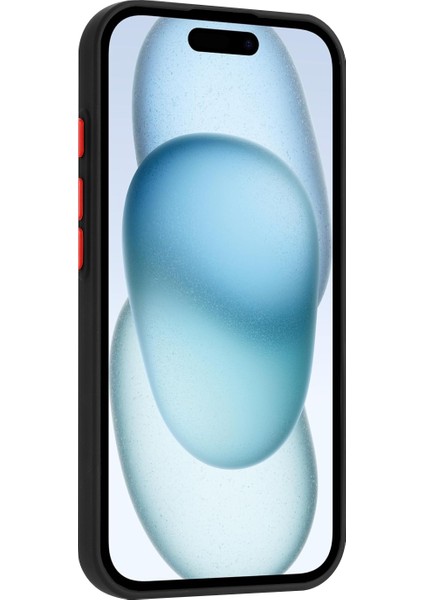 Apple iPhone 16 Pro Max Kılıf Kamera Korumalı Kartlıklı Cüzdanlı Kırmızı Tuşlu Siyah Silikon Kapak