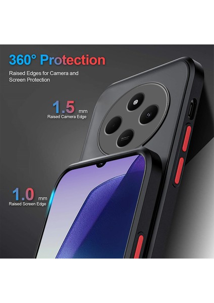 Xiaomi Redmi 14C 4g Kılıf Mat Parmak Izi Yapmaz Kamera Korumalı Renkli Tuşlu Sert Silikon Kapak