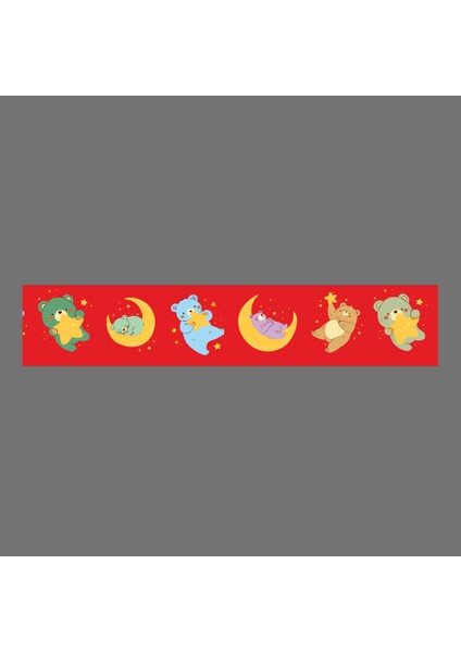 Sevlimli Ayıcıklar Çocuk Odası Şerit Duvar Stickerı (3 Adet 15CM x 250CM)