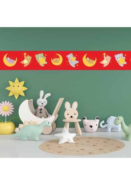 Sevlimli Ayıcıklar Çocuk Odası Şerit Duvar Stickerı (3 Adet 15CM x 250CM)