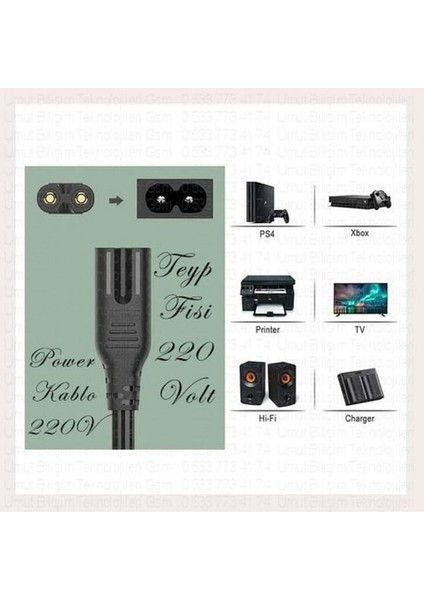 1.5 Metre , 1,5mt Ac Power Güç Laptop Kablosu 220 Volt Priz Fiş Tv Teyp Elektrik